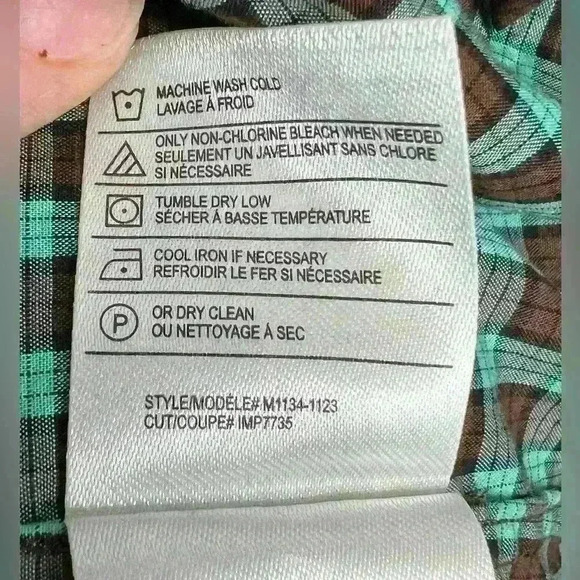 Vince Men’s Plaid Long Sleeve Button-Down Dress Shirt Brown and Green Size XL - Picture 5 of 6